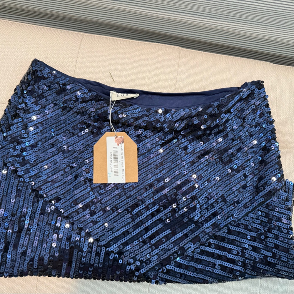 Kori Midnight Blue Sequin Mini Skirt